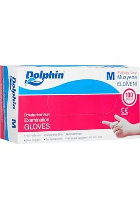 Dolphin%20Şeffaf%20Pudrasız%20Vinil%20Muayene%20Eldiveni%20100’lü%20Paket%20(Medium)