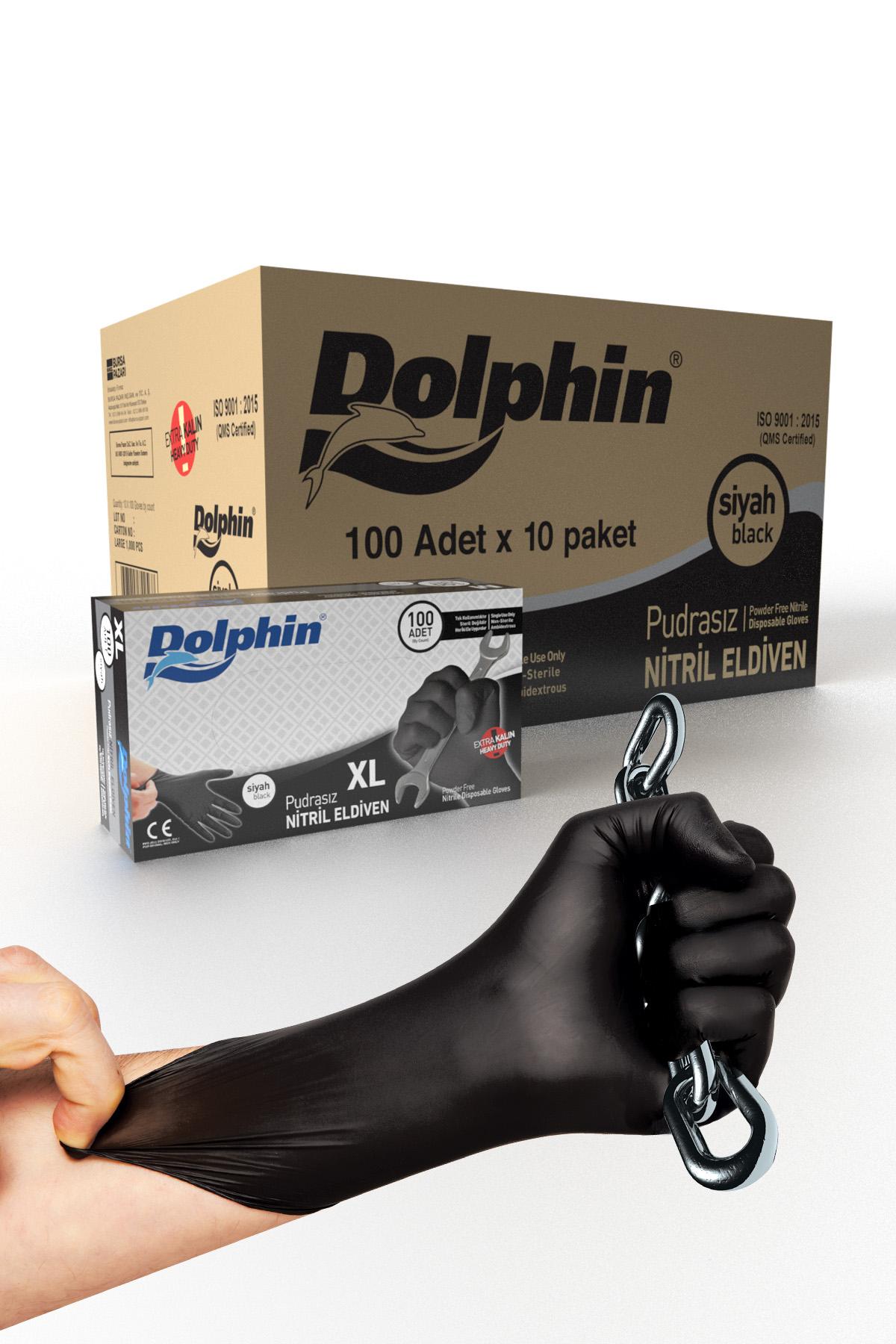 Dolphin%20Siyah%20Pudrasız%20Nitril%20Ekstra%20Kalın%20Eldiven%20(XL)%20100’lü%20x%2010%20Paket%20/%20Koli