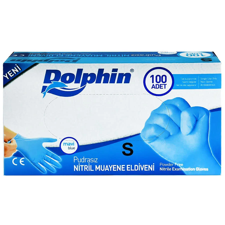 Dolphin%20Mavi%20Pudrasız%20Nitril%20Muayene%20Eldiveni%20(Small)%20100’lü%20Pk