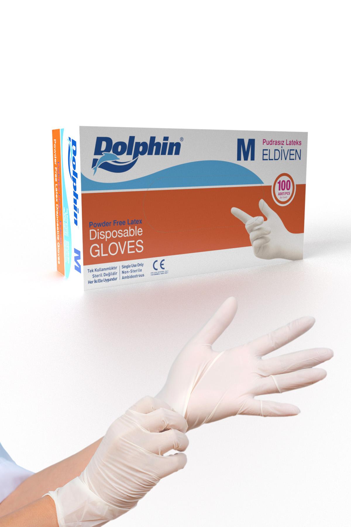 Dolphin%20Pudrasız%20Lateks%20Muayene%20Eldiveni%20(Medium)%20100’lü%20x20%20Paket%20/%20Koli