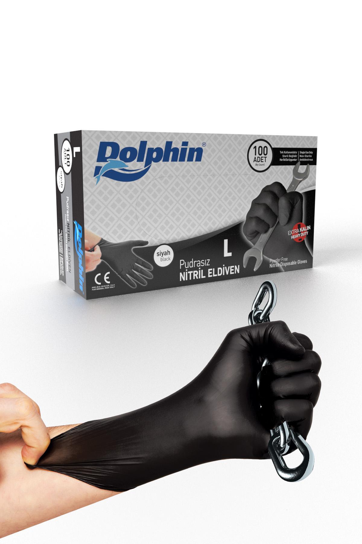 Dolphin%20Siyah%20Pudrasız%20Nitril%20Ekstra%20Kalın%20Eldiven%20(Large)%20100’lü%20x%2010%20Paket%20/%20Koli