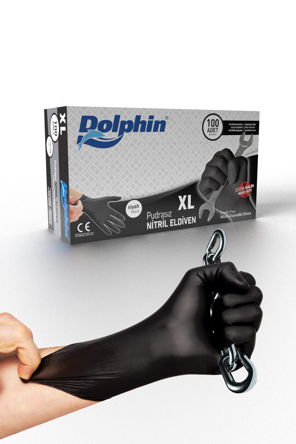 Dolphin%20Siyah%20Pudrasız%20Nitril%20Ekstra%20Kalın%20Eldiven%20(XL)%20100’lü%20x%2010%20Paket%20/%20Koli