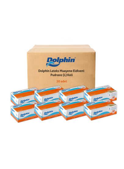 Dolphin Pudrasız Lateks Muayene Eldiveni (Large) 100’lü x 20 Paket / Koli