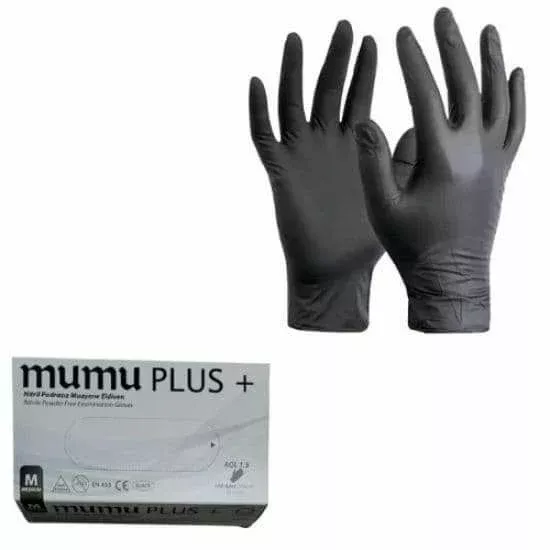 mumu Siyah Pudrasız Nitril Eldiven (Medium) 100’lü x 20 Pk / Koli