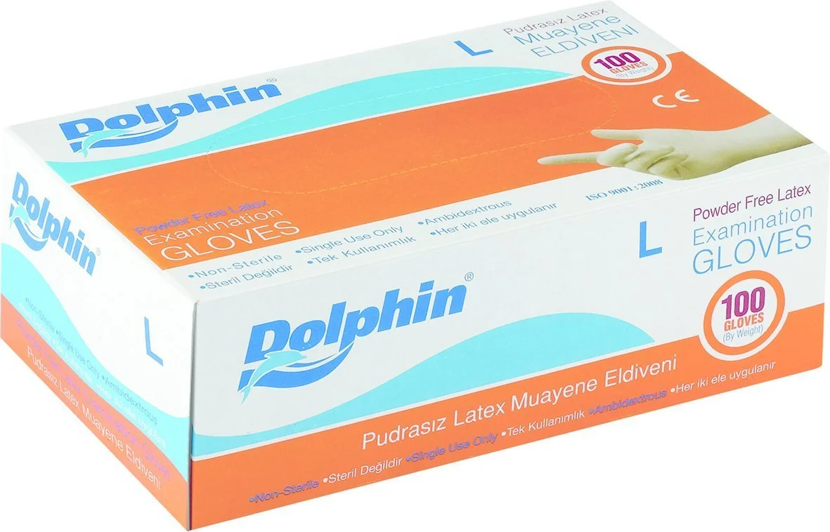 Dolphin%20Pudrasız%20Lateks%20Muayene%20Eldiveni%20(Large)%20100’lü%20x%2020%20Paket%20/%20Koli