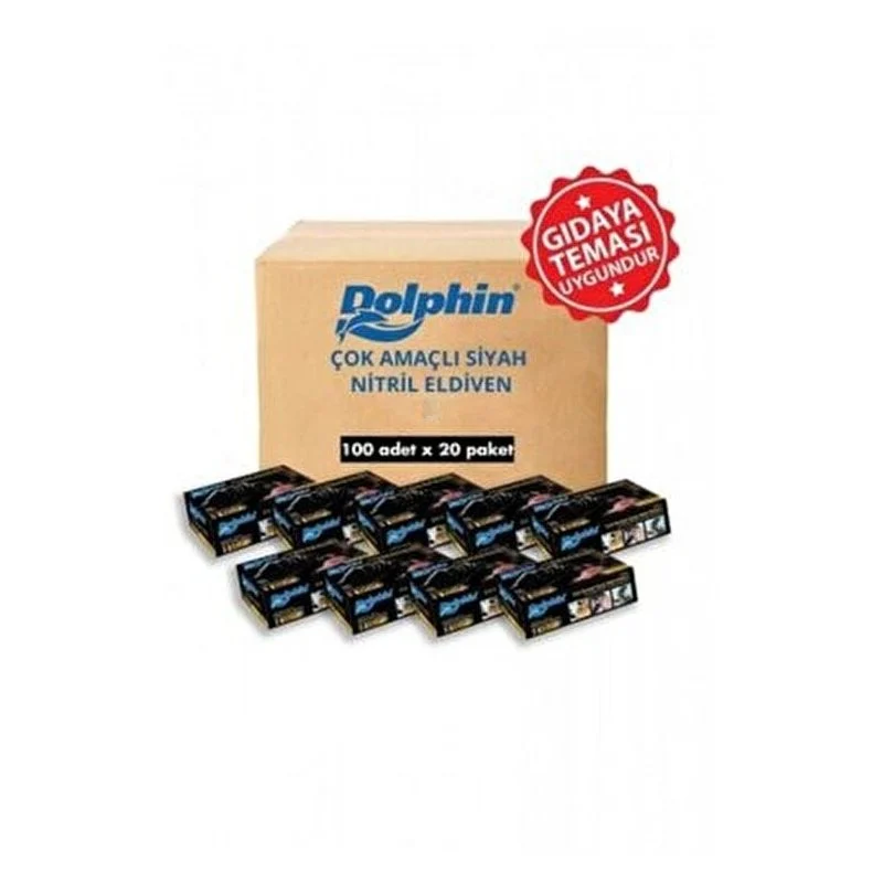 Dolphin%20Siyah%20Pudrasız%20Nitril%20Eldiven%20(Small)%20100’lü%20x%2020%20Paket%20/%20Koli